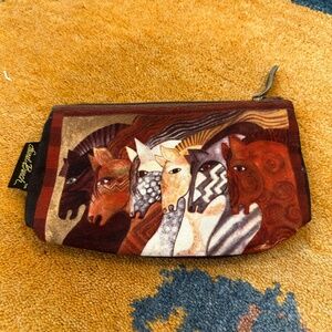 Laurel Burch Zippered Purse with Horses. Printed Cotton. Moroccan Mares series.
